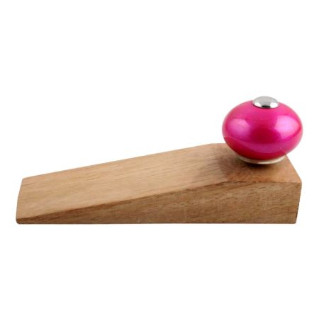 Neon Pink Round Ceramic Wooden Door Stopper